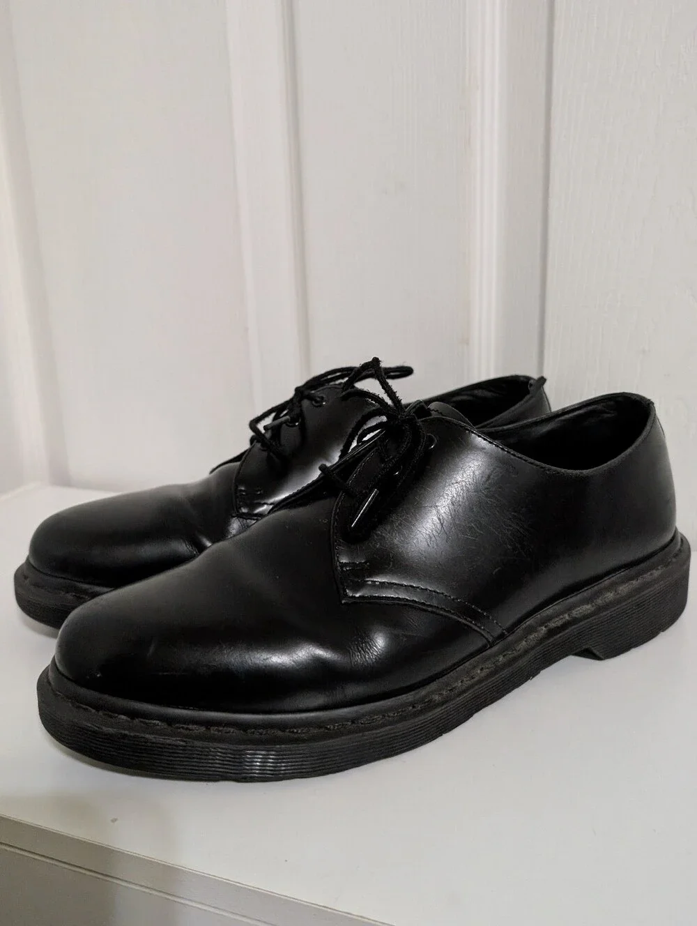 Dr Martens Shoes Mens SIze 10 Mono Smooth Leather Oxford Black Women 9